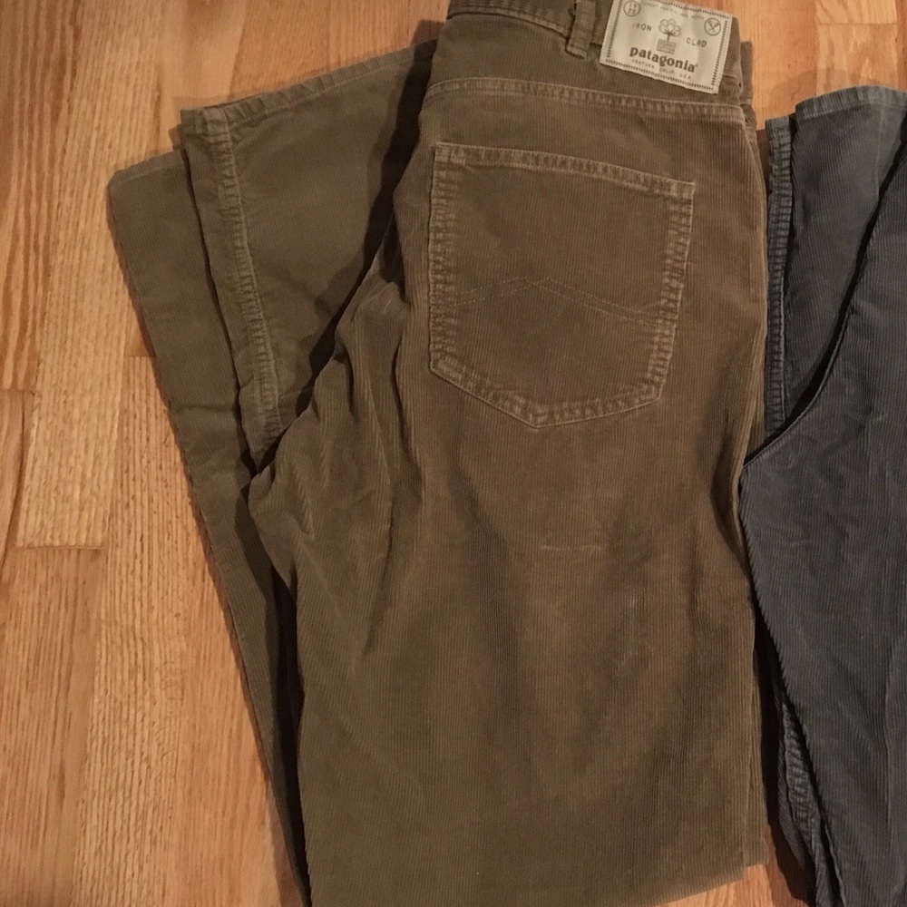 Patagonia corduroy pants 36x34 repaired by Patagonia as shown